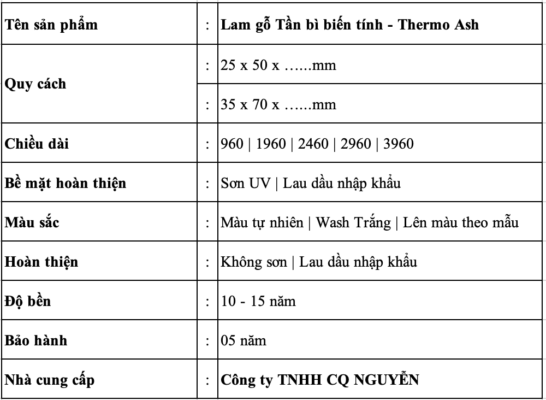 Lam gỗ tần bì biến tính