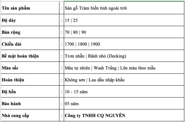 Sàn gỗ Tràm biến tính