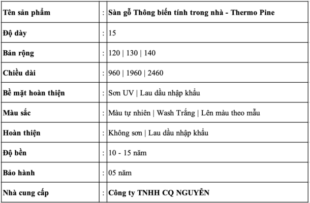 Sàn gỗ thông biến tính trong nhà